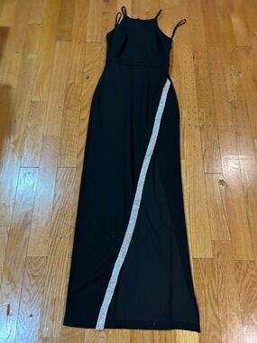 BCX Black Evening Maxi Dress with Sparkle Trim SZ XS